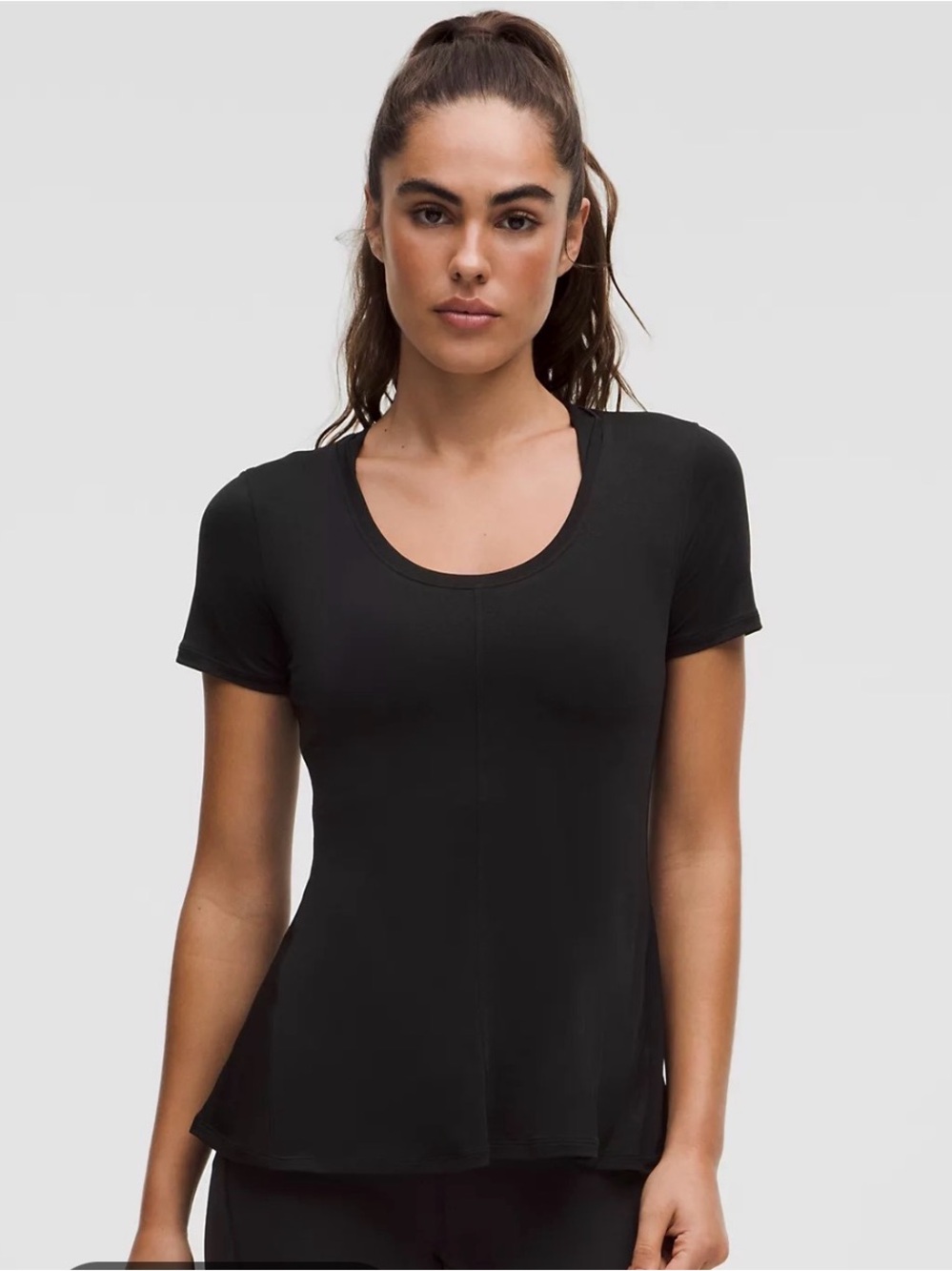 Lululemon Women's Black Scoop Neck Tee Lightweight Flowy Sz XL
